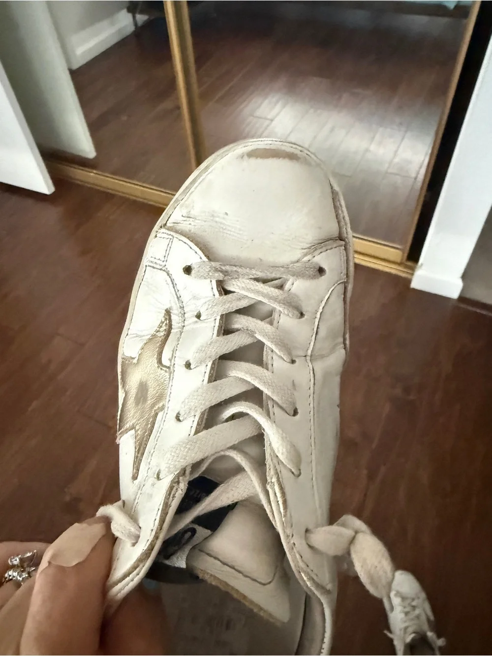 Golden goose size 35 Women's Super-Star with gold sparkle foxing $640